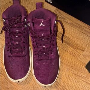 Jordan Burgundy High-Top Sneakers with White Soles
